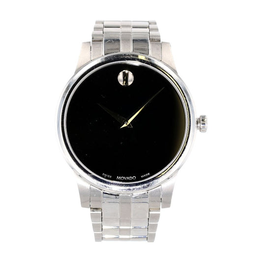 Silver-Tone Stainless Steel Museum Classic Watch W/ Black Dial