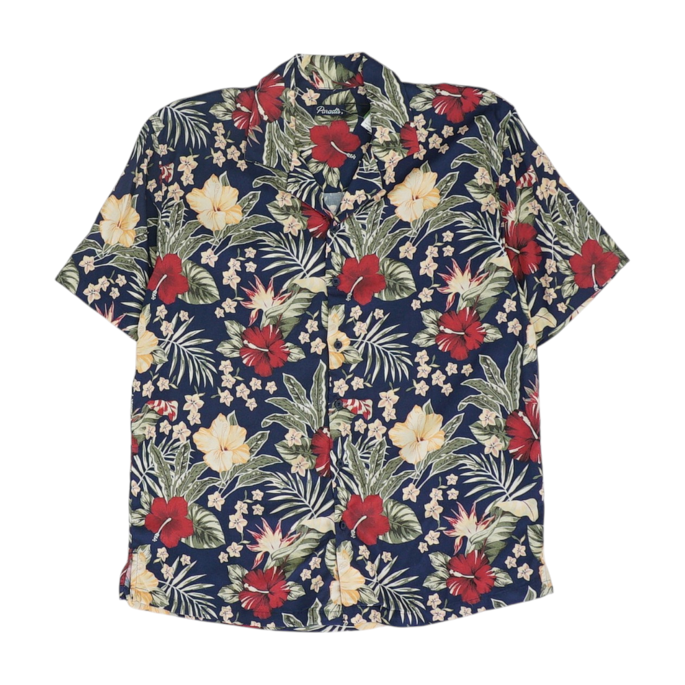 Navy Floral Short Sleeve Button Down