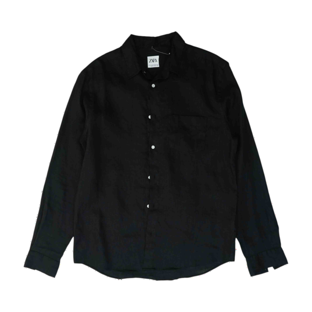 Black Solid Long Sleeve Button Down