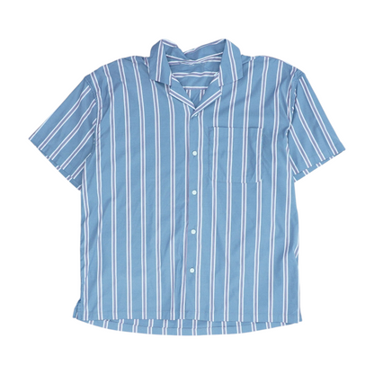Gray Striped Short Sleeve Button Down