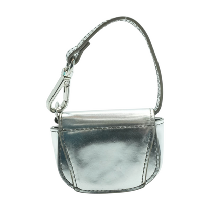 Silver Leather Bag Charm