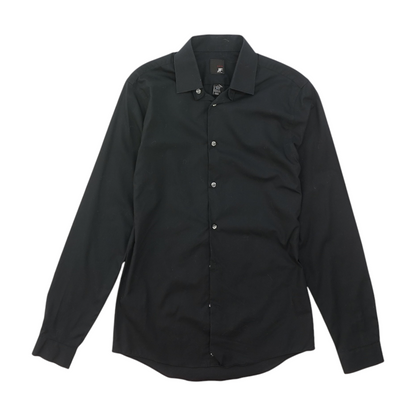 Black Solid Long Sleeve Button Down
