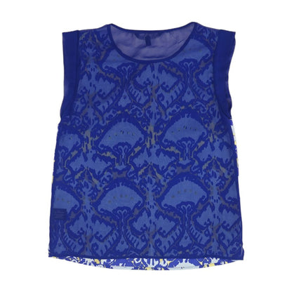 Blue Graphic Sleeveless Blouse