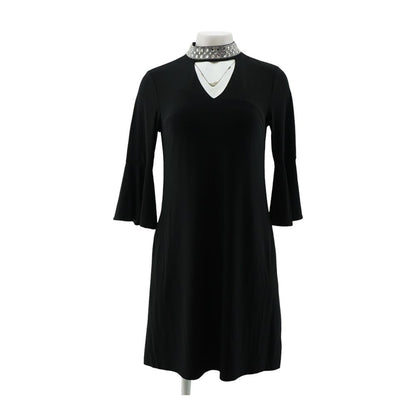 Black Solid Midi Dress