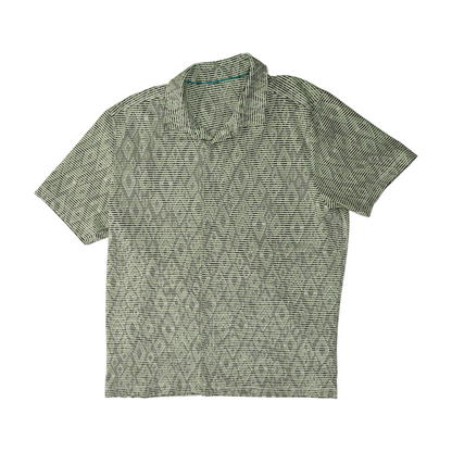 Green Striped Short Sleeve Button Down