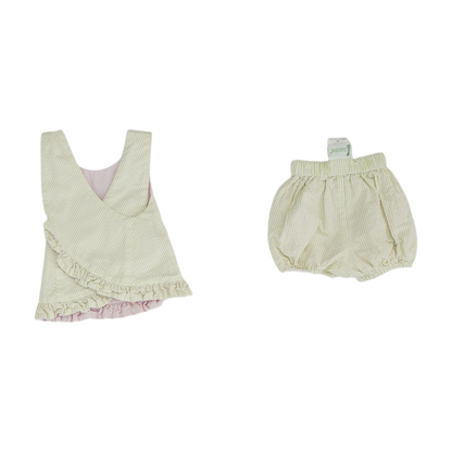 Green Striped Sleeveless Set