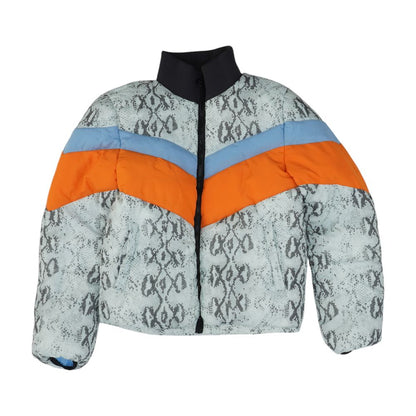 White Color Block Puffer Jacket