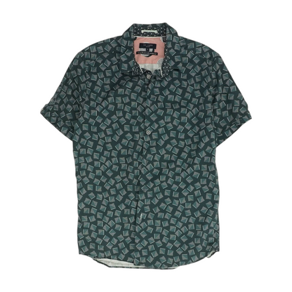 Gray Geometric Short Sleeve Button Down