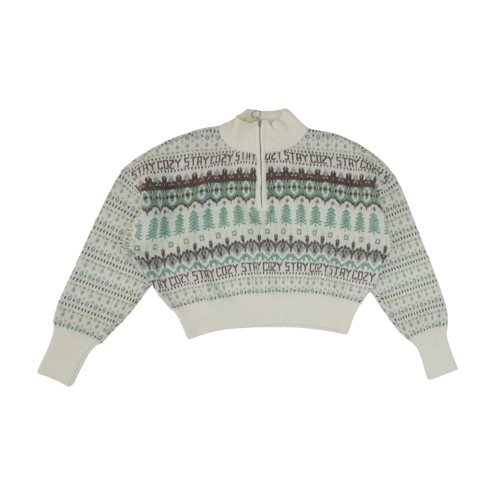 Ivory Graphic 1/4 Zip Sweater