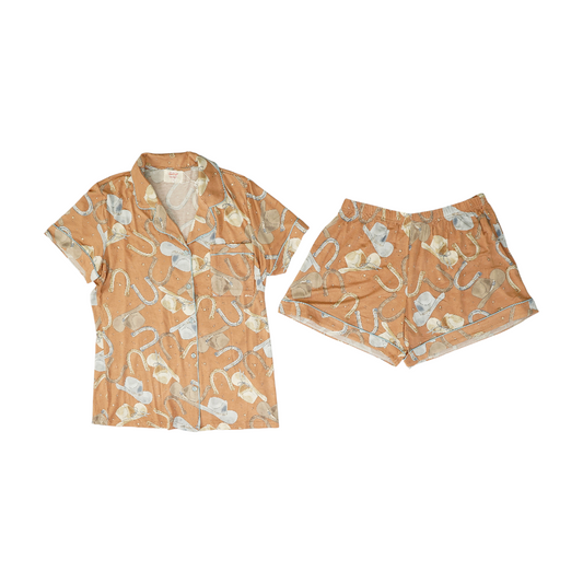 Brown Graphic Pajama Set