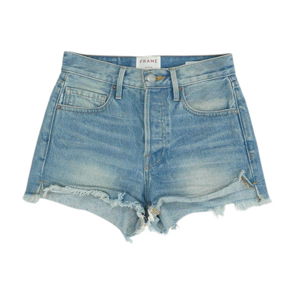 Blue Solid Denim Shorts