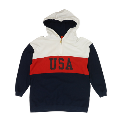 White Color Block 1/4 Zip Pullover