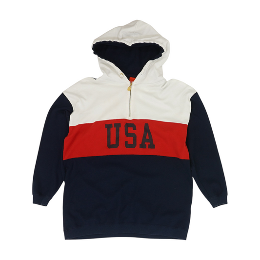 White Color Block 1/4 Zip Pullover