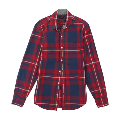 Navy Plaid Long Sleeve Button Down