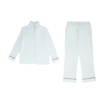 White Solid Pajama Set