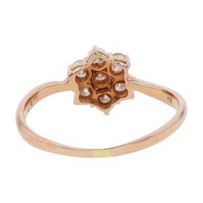 1/2 Ct 18K Rose Gold Flower Shape Cluster Diamond Promise Ring