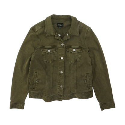 Green Solid Denim Jacket