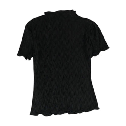 Black Solid Short Sleeve Blouse