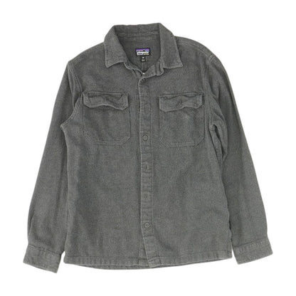 Gray Solid Flannel Button Down