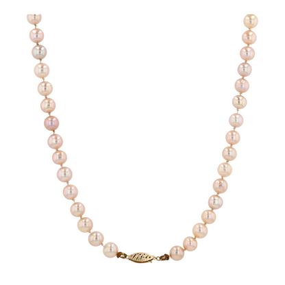 14K Yellow Gold Cultured Pearl Beaded Necklace