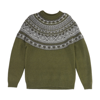 Green Print Pullover Sweater
