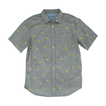 Gray Graphic Short Sleeve Button Down