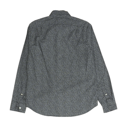 Navy Print Long Sleeve Button Down