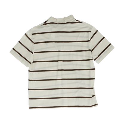 Tan Striped Short Sleeve Polo