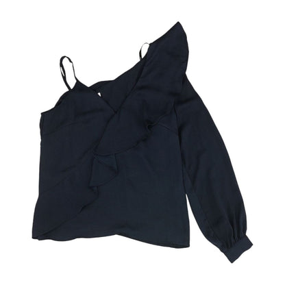 Navy Solid Long Sleeve Blouse
