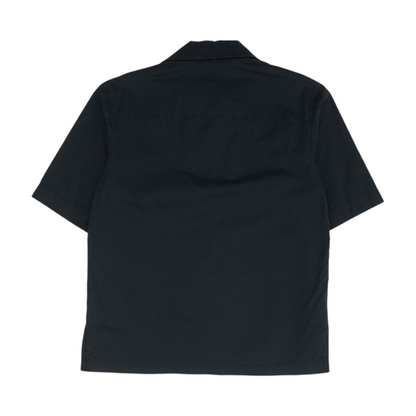 Navy Solid Short Sleeve Button Down