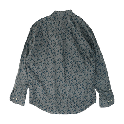 Gray Print Flannel Button Down