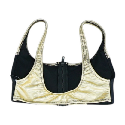 Gold Color Block Swim Top