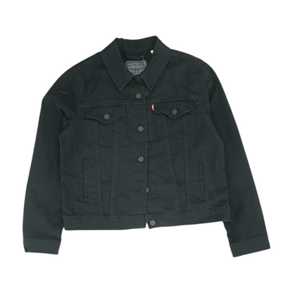 Black Solid Denim Jacket