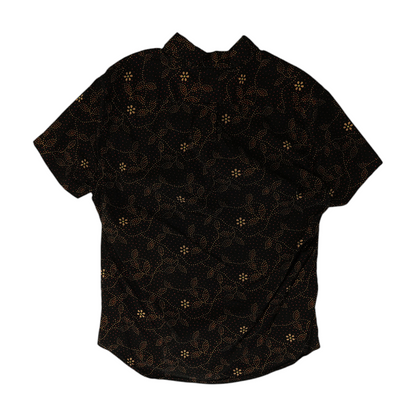 Black Print Short Sleeve Button Down