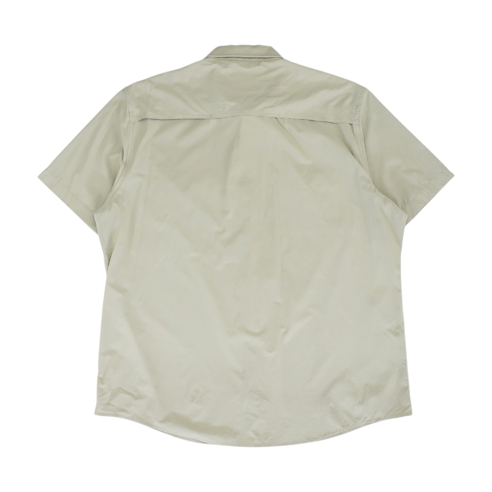 Beige Solid Outdoor Button Down