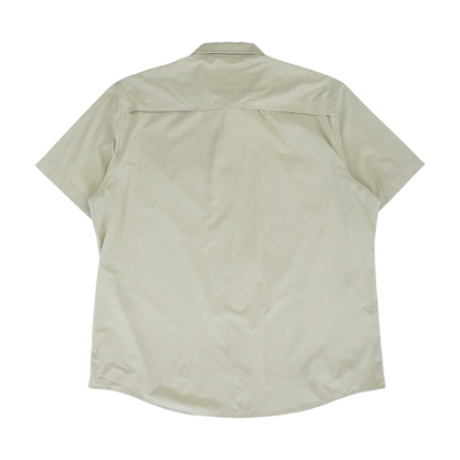 Beige Solid Outdoor Button Down