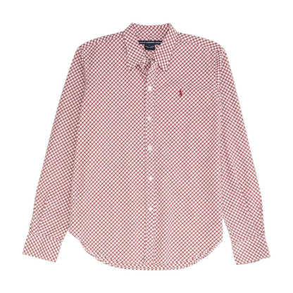 White Check Long Sleeve Button Down