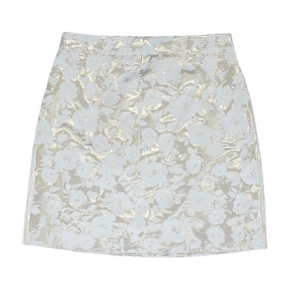 Beige Floral Mini Skirt