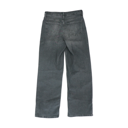 Black Solid Wide Leg Jeans