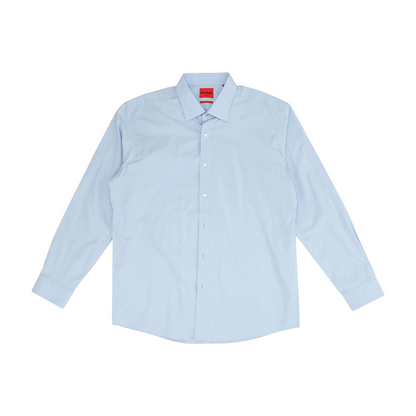 Blue Solid Long Sleeve Button Down
