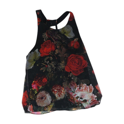 Black Floral Sleeveless Blouse