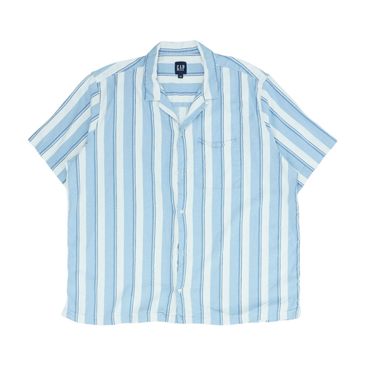 Blue Striped Short Sleeve Button Down