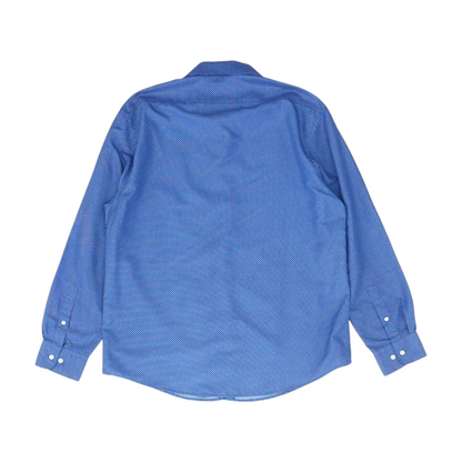 Blue Geometric Long Sleeve Button Down