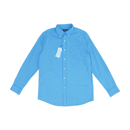 Blue Plaid Long Sleeve Button Down