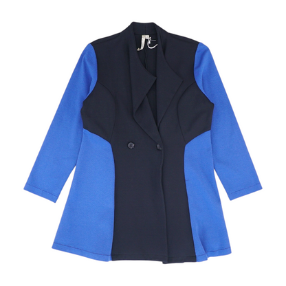 Blue Color Block Coat
