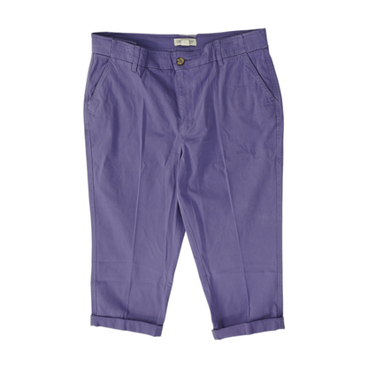 Purple Solid Chino Capris