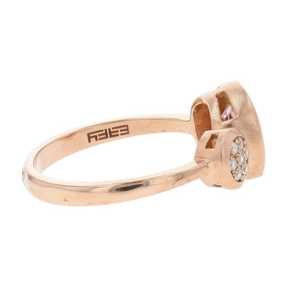 1 Ct 14K Rose Gold Matte Bezel Set Morganite And Pave Diamond Cocktail Ring