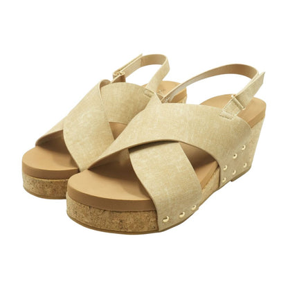 Tan Wedged Sandals