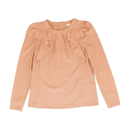 Peach Solid Long Sleeve Blouse