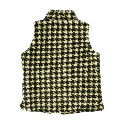 Green Houndstooth Fur Vest